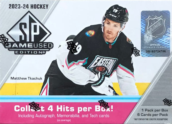 2023-24 Upper Deck SP Game Used Hockey Hobby Box (Call 708-371-2250 For Pricing & Availability)