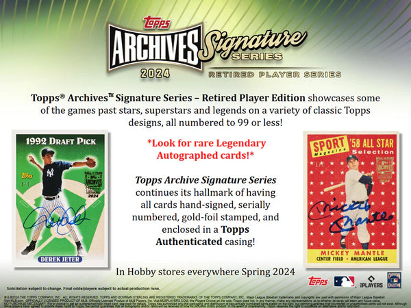 2024 Topps Archives Signature Series Retired Player Edition Baseball Hobby Box (PRE-ORDER)