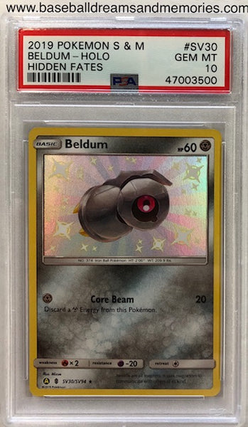 2019 Pokemon Sun & Moon Beldum Holo Hidden Fates Card Graded PSA Gen Mint 10