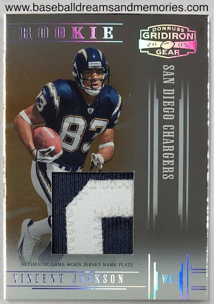 2005 Donruss Gridiron Gear Vincent Jackson Rookie Patch Card Serial Numbered 23/50