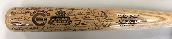 2003 Chicago Cubs Central Division Champions Limited Edition Engraved Roster Bat Serial Numbered 426/2003
