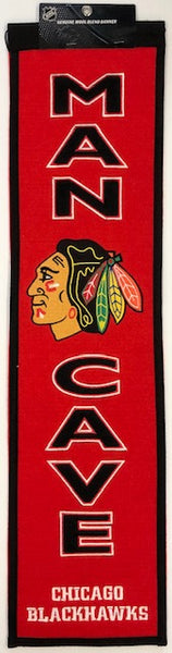 Winning Streak Genuine Wool Blend Chicago Blackhawks Man Cave Banner Approximately 32”x 8”
