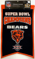 Winning Streak Genuine Wool Blend Chicago Bears Super Bowl Champions Banner Approximately 23”x 14”