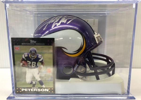 Minnesota Vikings Adrian Peterson Signed Autographed Mini Helmet with COA & Bonus Rookie Card Included