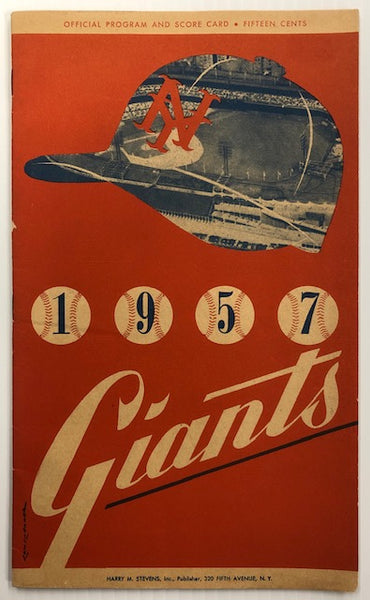 1957 New York Giants Baseball Official Program And Scorecard