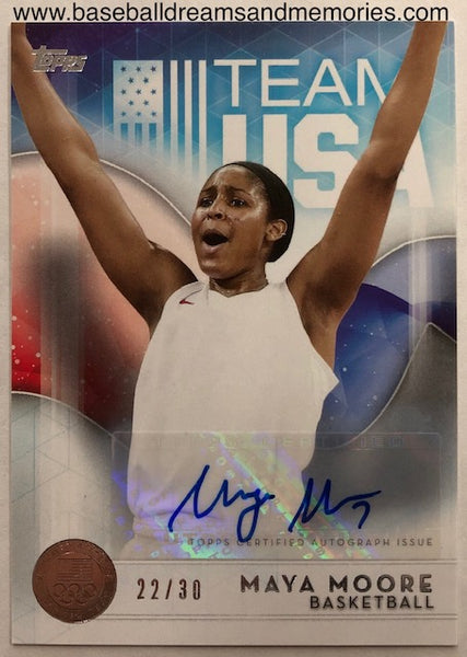 2016 Topps United States Olympic Team Maya Moore SILVER Autograph Card Serial Numbered 22/30