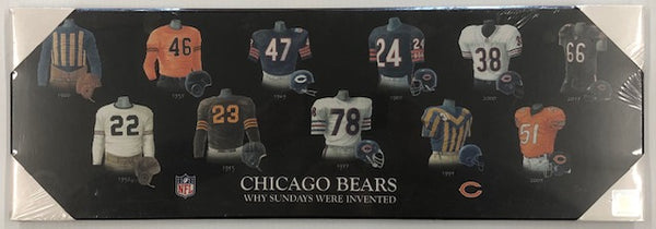 Chicago Bears "Why Sundays Were Invented" Legacy Uniform Jersey Plaque Measures 23½ x 8