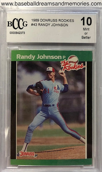 1989 Donruss Rookies Randy Johnson Card Graded BCCG 10 Mint or Better