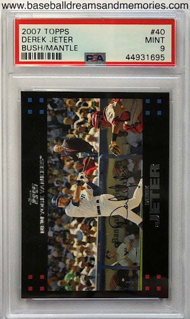 2007 Topps Derek Jeter with George Bush & Mickey Mantle Card Graded PS –  Baseball Dreams & Memories