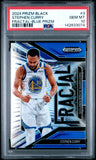 2024-25 Prizm Black Stephen Curry Fractal Blue Prizm Card Serial Numbered 158/199 Graded PSA GEM MT 10