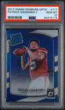 2017 Panini Donruss Optic Patrick Mahomes II Rated Rookie Card Graded PSA GEM MT 10