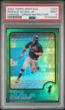 2022 Topps Heritage Ronald Acuna Jr Chrome Green Refractor Card Serial Numbered 144/273 Graded PSA MINT 9