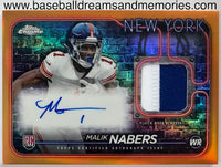 2024 Topps Chrome Malik Nabers Orange Parallel Autograph Patch Card Serial Numbered 22/25
