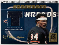 2001 Donruss Elite Walter Payton Throwback Threads Game-Worn Jersey Card Serial Numbered 40/100