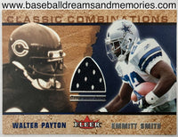 2002 Fleer Walter Payton Emmitt Smith Classic Combinations Game-Worn Jersey Card