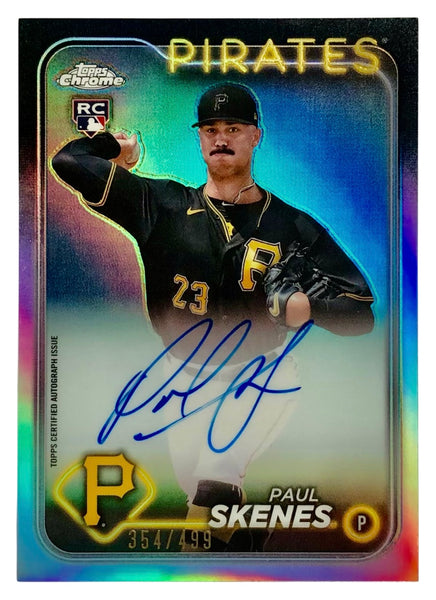 2024 Topps Chrome Update Paul Skenes Autograph Refractor Rookie Card Serial Numbered 354/499