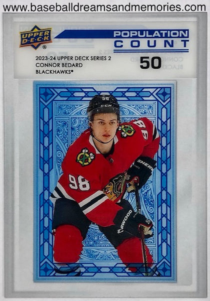 2023-24 Upper Deck Series 2 Connor Bedard Population Count 50 Clear Card