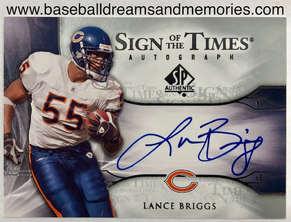 2009 Upper Deck SP Authentic Lance Briggs Sign of the Times Autograph Card