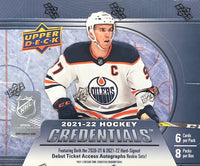 2021-22 Upper Deck Credentials Hockey Hobby Box (Call 708-371-2250 For Pricing & Availability)
