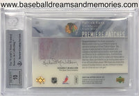 2007-08 Upper Deck Patrick Kane Ice Premiere Patches Autograph Dual Patch Rookie Card Serial Numbered 09/10 Graded BGS MINT 9 10 AUTO