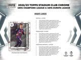 2022-23 Topps Stadium Club Chrome UEFA Club Competitions Soccer Hobby Pack