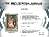 2022-23 Topps Stadium Club Chrome UEFA Club Competitions Soccer Hobby Pack