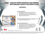 2022-23 Topps Stadium Club Chrome UEFA Club Competitions Soccer Hobby Pack