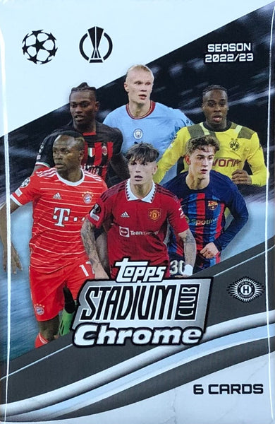 2022-23 Topps Stadium Club Chrome UEFA Club Competitions Soccer Hobby Pack