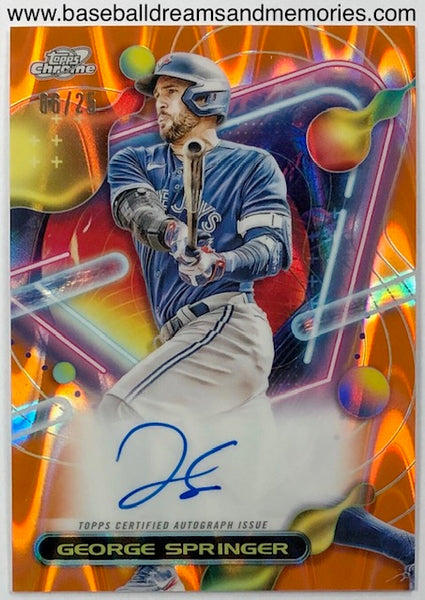 2023 Topps Chrome Cosmic George Springer Orange Wave Autograph Card Serial Numbered 06/25