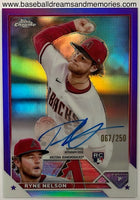 2023 Topps Chrome Ryne Nelson Purple Refractor Autograph Rookie Card Serial Numbered 067/250