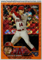 2023 Topps Chrome Logan O'Hoppe Orange Wave Rookie Card Serial Numbered 09/25