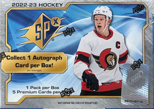 2022-23 Upper Deck SPX Hockey Hobby Box (Call 708-371-2250 For Pricing & Availability)