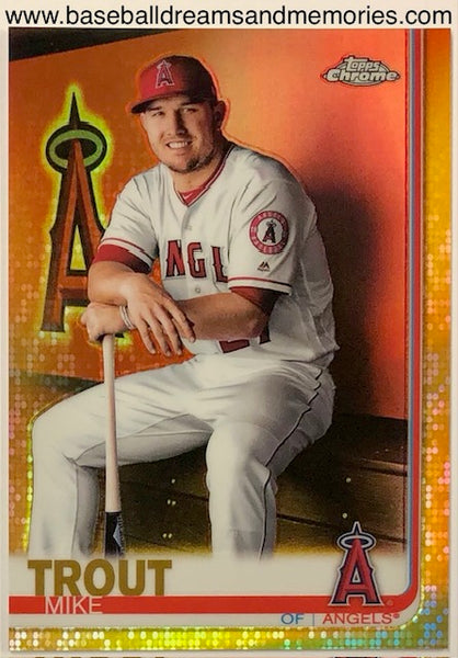 2019 Topps Chrome Mike Trout Dugout Variation Gold Parallel Card Serial Numbered 02/50