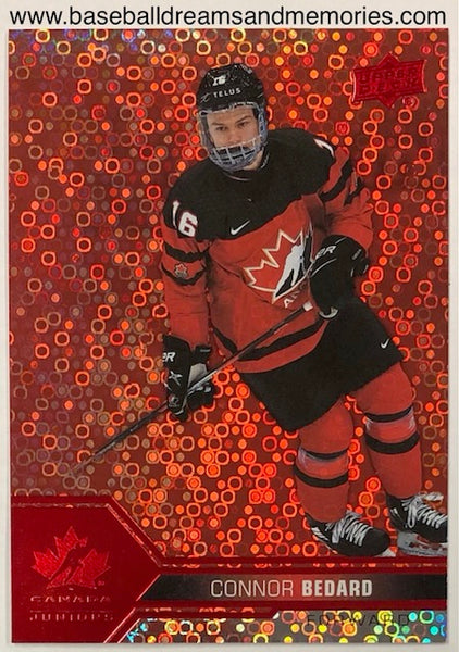 2022 Upper Deck Team Canada Juniors Connor Bedard Red Champagne Parallel Card