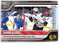 2023-24 Topps Now Hockey Connor Bedard Exclusive Rookie Sticker #70 "Sets The World Abuzz with "Michigan" goal vs. Blues"