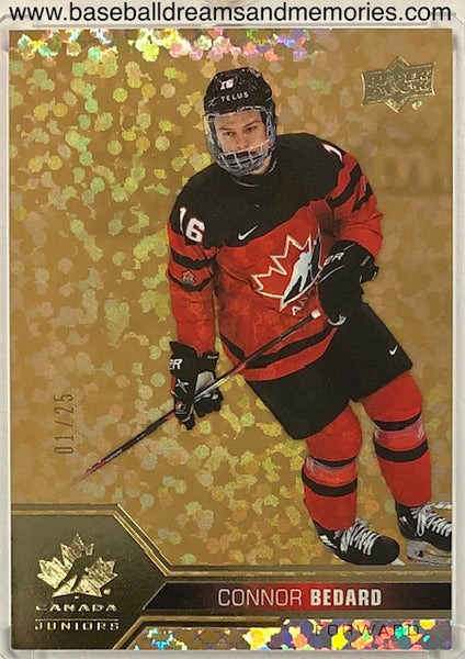 2022 Upper Deck Team Canada Juniors Connor Bedard Gold Dots Parallel Card Serial Numbered 01/25