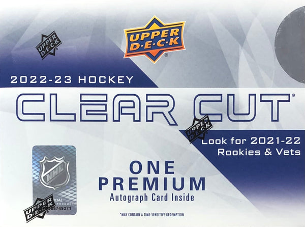 2022-23 Upper Deck Clear Cut Hockey Hobby Box (Call 708-371-2250 For Pricing & Availability)