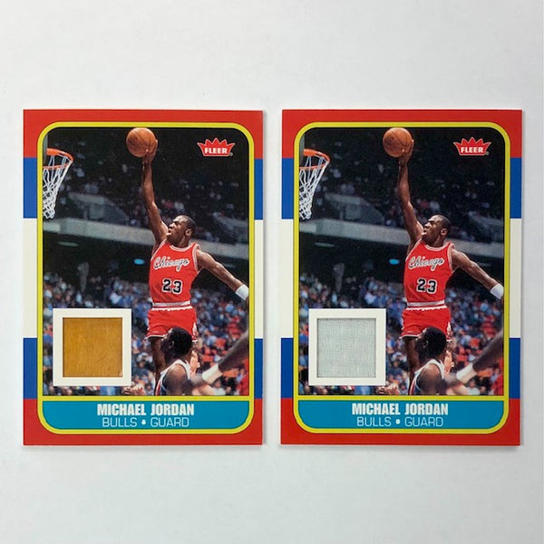 2007-08 Fleer Michael Jordan Jersey Relic Card & Game Used Floor Relic Card Lot