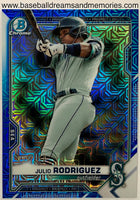 2021 Bowman Chrome Prospect Julio Rodriguez Blue Mojo Refractor Card Serial Numbered 035/150