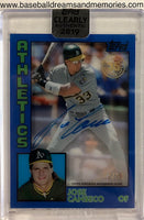 2019 Topps Clearly Authentic Jose Canseco Autograph Card Serial Numbered 12/25