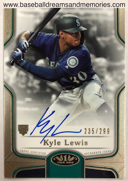 2020 Topps Tier One Kyle Lewis Break Out Rookie Autograph Card Serial Numbered 235/299