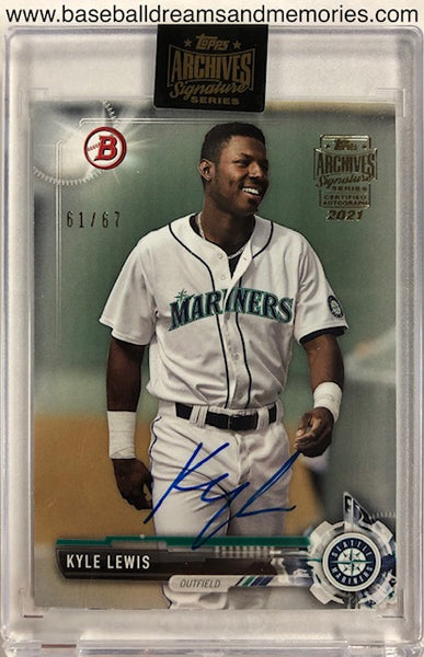 2021 Topps Archives Signature Series 2017 Bowman Kyle Lewis Autograph Card Serial Numbered 61/67