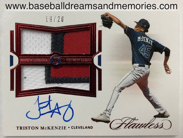 2021 Panini Flawless Triston McKenzie Autograph Patch Card Serial Numbered 19/20