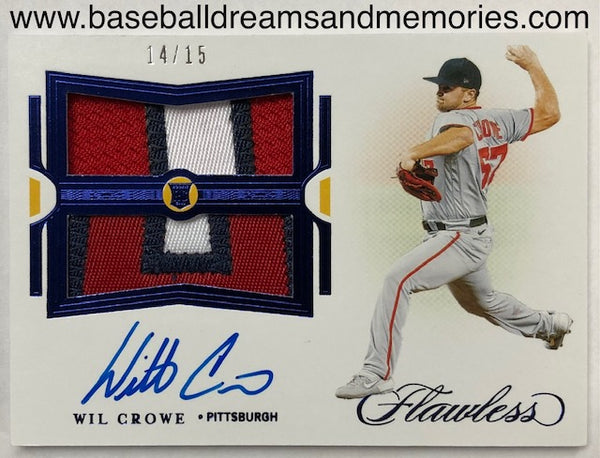 2021 Panini Flawless Wil Crowe Autograph Patch Card Serial Numbered 14/15