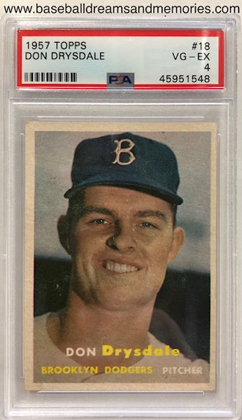 1957 Topps Don Drysdale Graded PSA 4