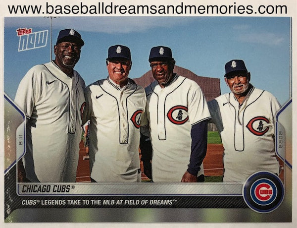 2022 Topps Now Chicago Cubs "CUBS LEGENDS TAKE TO THE MLB AT FIELD OF DREAMS" Card