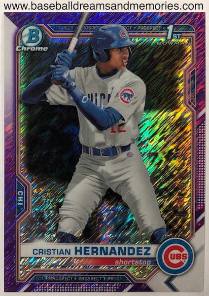 2021 Bowman Chrome Cristian Hernandez Purple Shimmer Card Serial Numbered 074/250