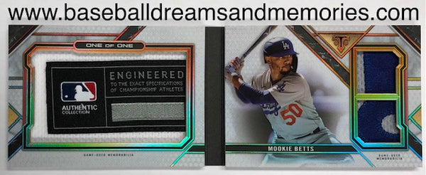 2021 Topps Triple Threads Mookie Betts Laundry Tag Relic Book Card Serial Numbered 1/1