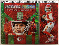 2019 Panini Spectra Patrick Mahomes Masked Marvels Green Serial Numbered 22/30