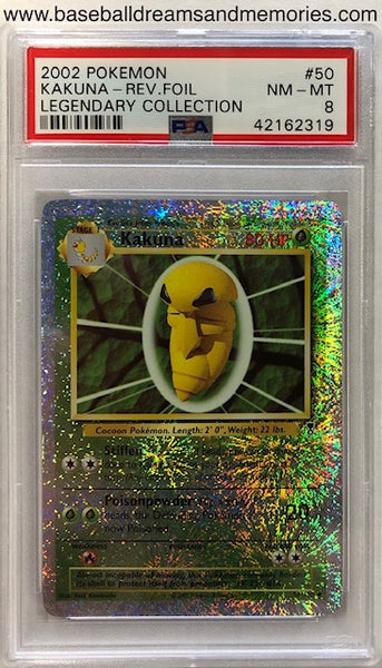 2002 Pokemon Kakuna Rev. Foil Legendary Collection Card Graded PSA Near Mint 8